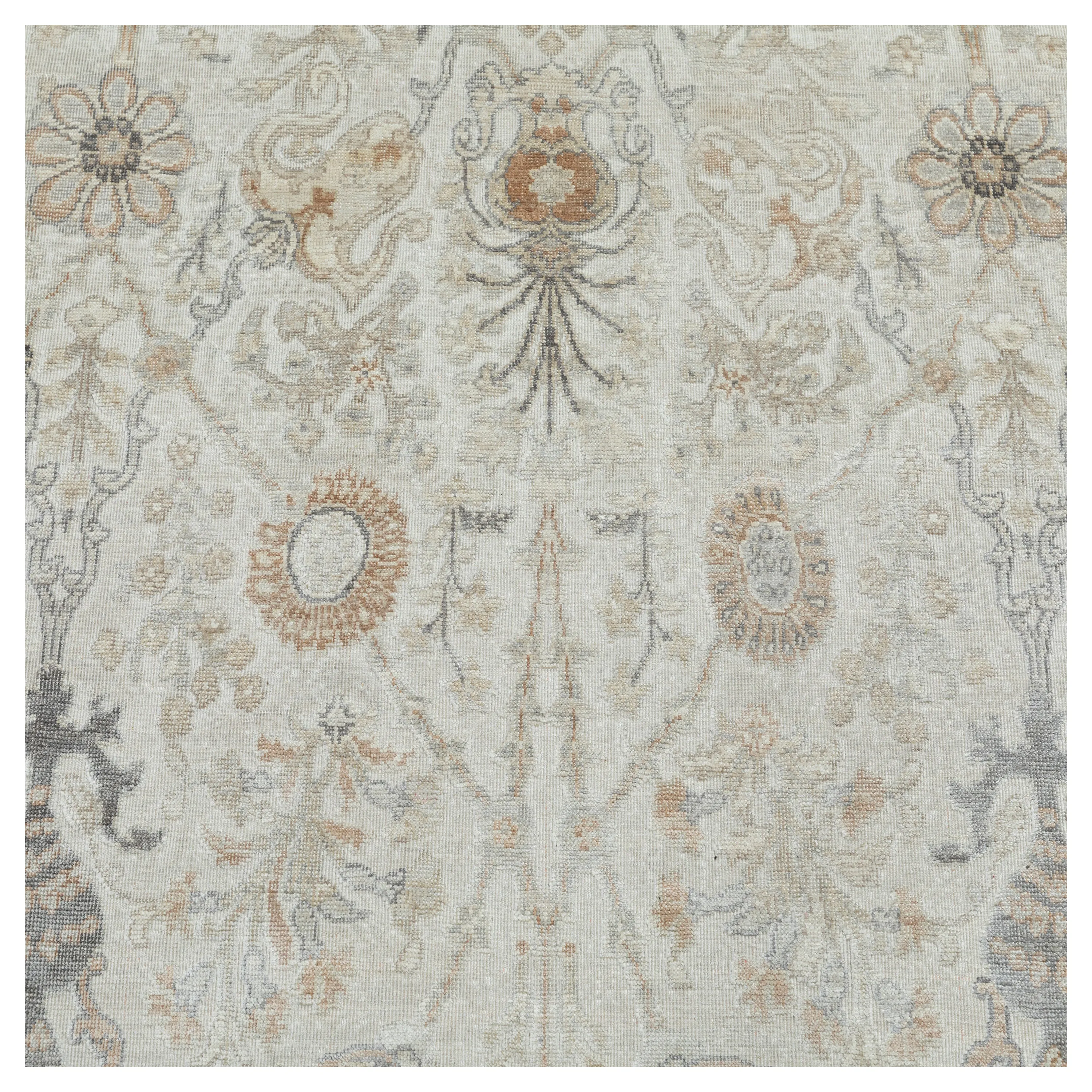 Cream & Taupe Transitional Silk Rug - 9' x 12'5"
