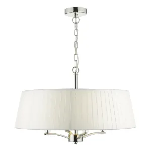 CRI042 4 Light Suspended Light Polished Nickel c/w Ivory Ribbon Shade