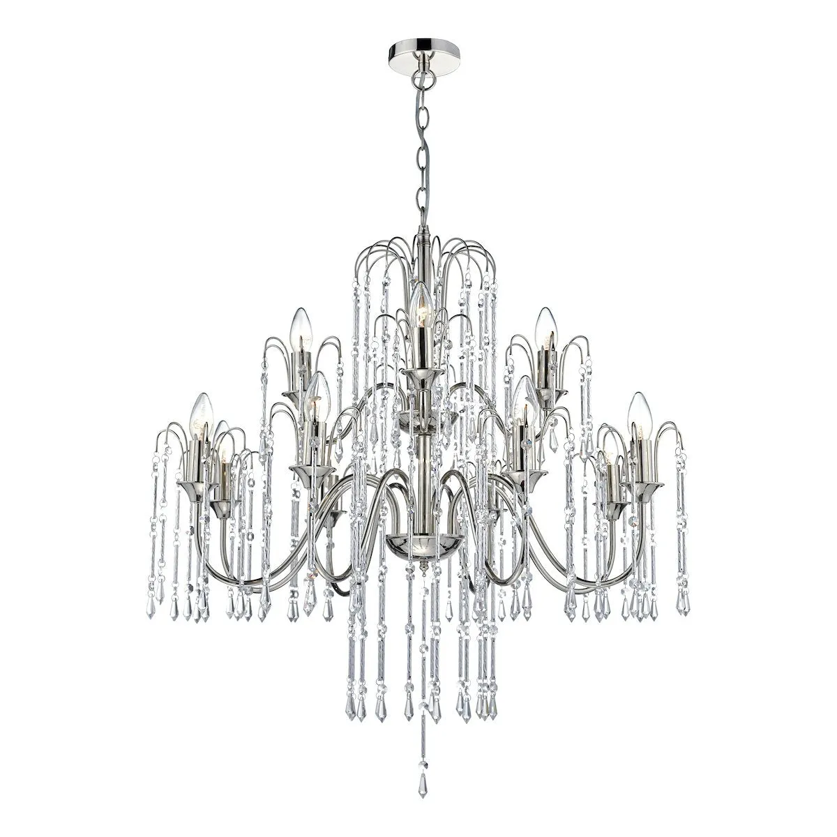 DAN1238 12 Light Multi Arm Light Polished Nickel