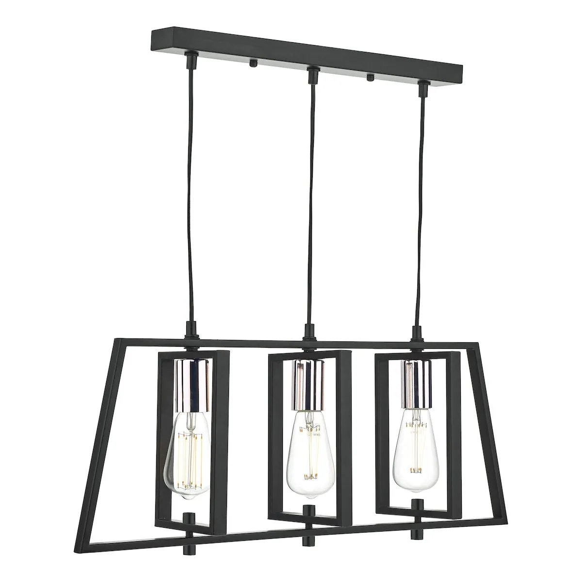 DAX0350 3 Light Bar Pendant Black & Polished Chrome