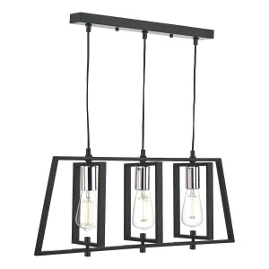 DAX0350 3 Light Bar Pendant Black & Polished Chrome