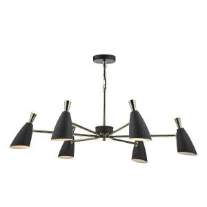 DIE0654 6 Light Suspended Light Black & Gold