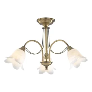 DOU0375 3 Light Semi Flush Light Antique Brass