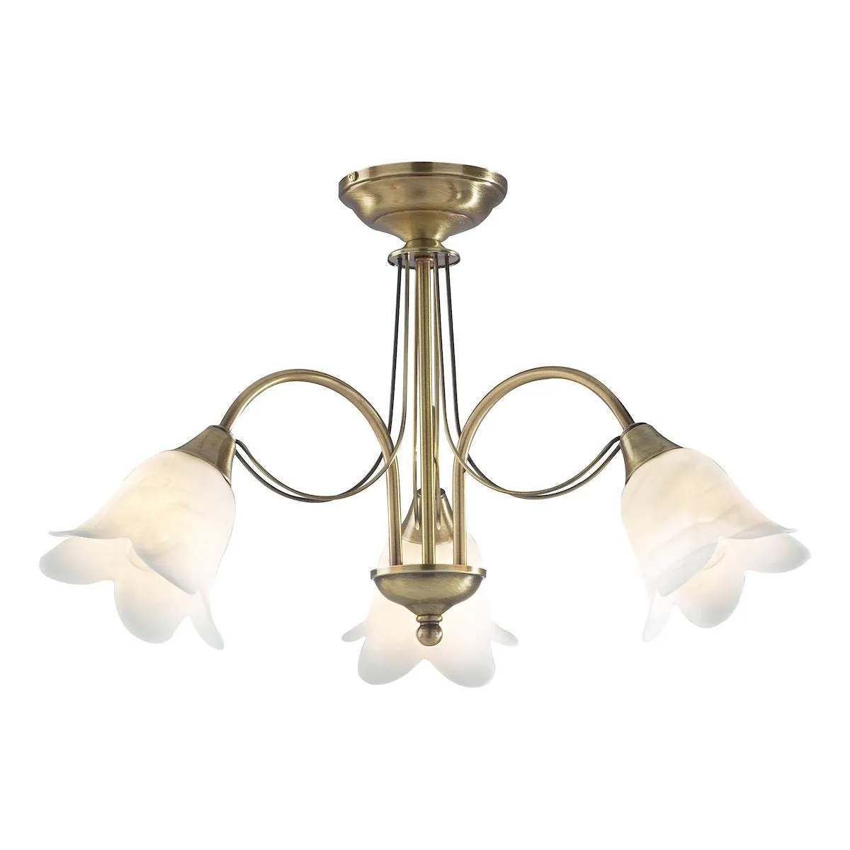 DOU0375 3 Light Semi Flush Light Antique Brass