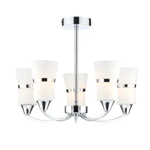 DUB0550-LED 5 Light Semi Flush Light Polished Chrome