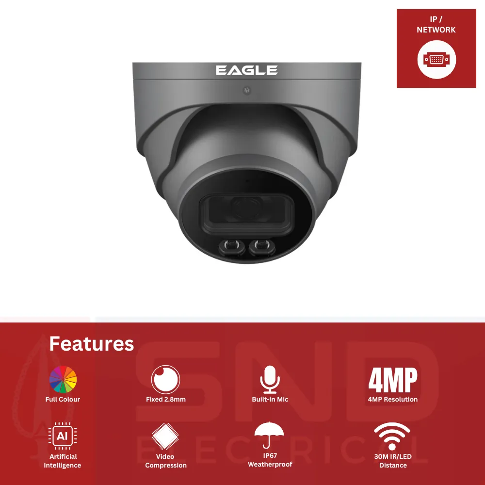 Eagle 4MP Full-Colour IR Turret Camera - Grey