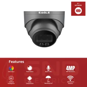 Eagle 4MP Full-Colour IR Turret Camera - Grey