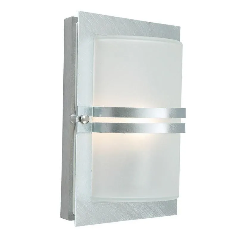 Elstead Basel Galvanised Steel Outdoor Wall Light - Frosted