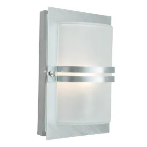 Elstead Basel Galvanised Steel Outdoor Wall Light - Frosted
