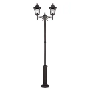Elstead Chapel Black Outdoor Twin Arm Lamp Post
