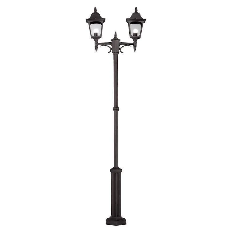 Elstead Chapel Black Outdoor Twin Arm Lamp Post