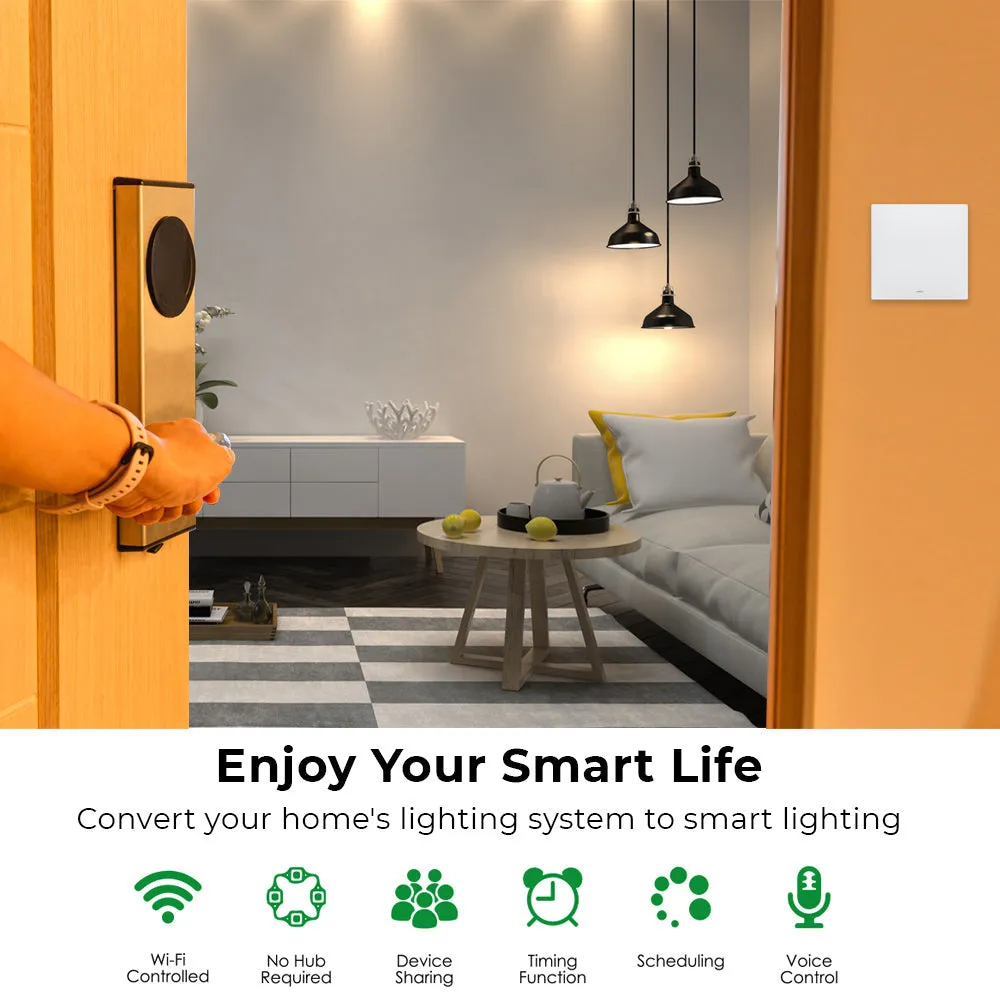 Ener J 1 Gang Smart Push Button Mechanical Light Switch, No Neutral Needed, APP & Voice Control