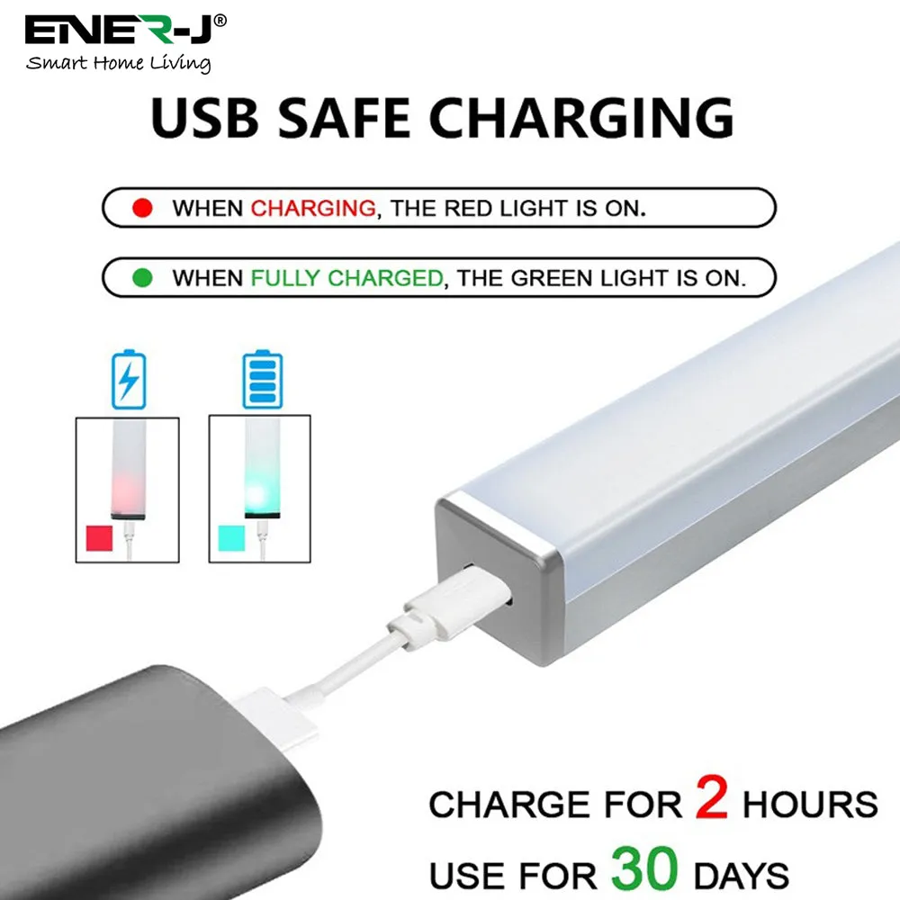 Ener J Rechargeable Sensor Cabinet Lights, Infrared   Light Sensor, 2W, 10 LEDs, (Pack of 2)