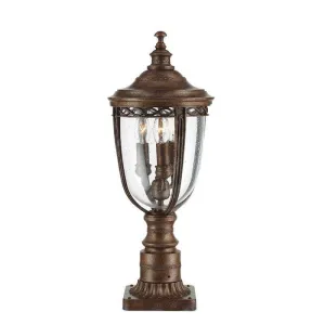 Feiss English Bridle Bronze Medium Outdoor Pedestal Lantern