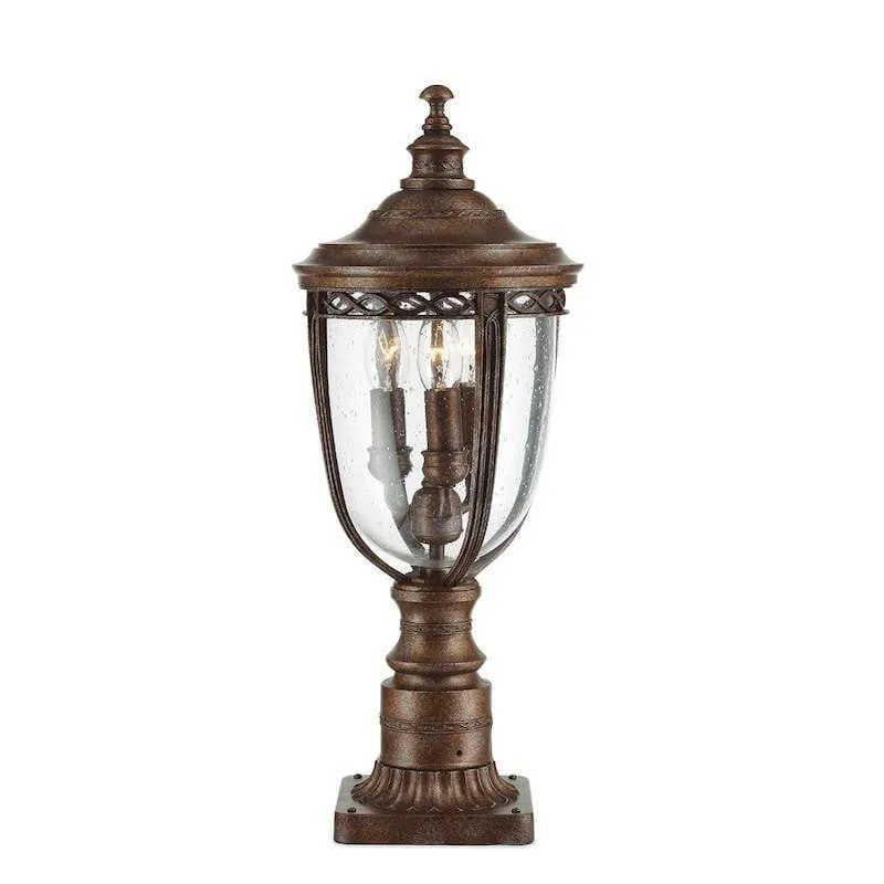 Feiss English Bridle Bronze Medium Outdoor Pedestal Lantern