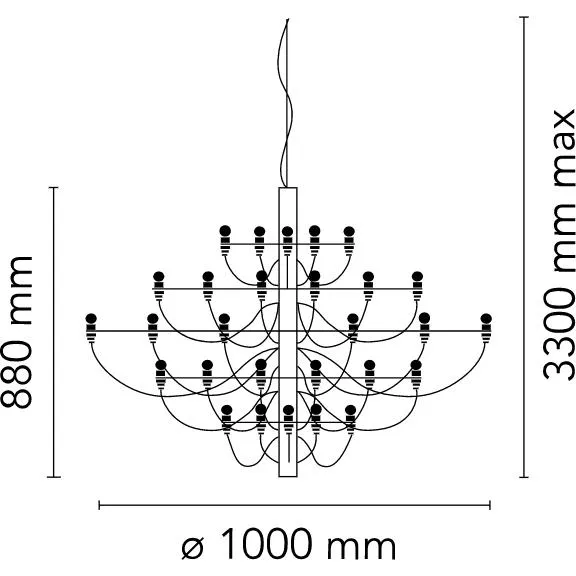 Flos 2097/50 Clear Chandelier, Black Matt