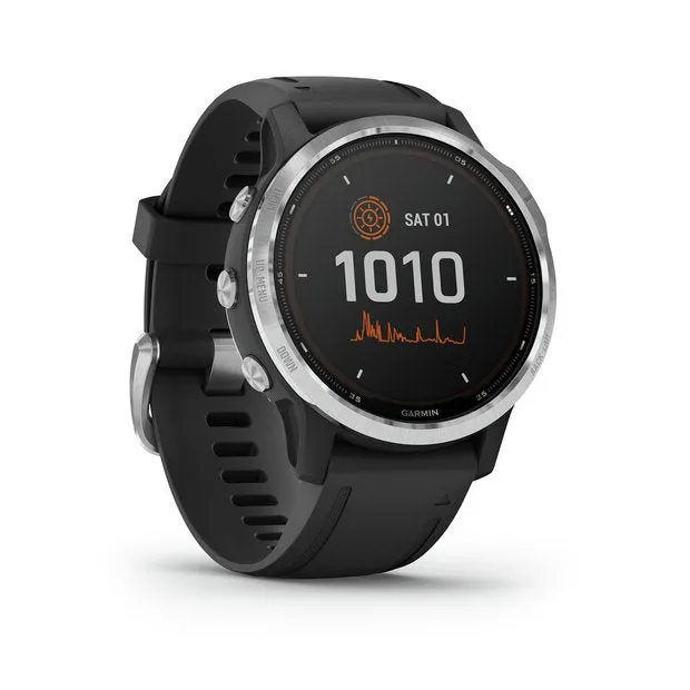 Garmin Fēnix 6S Solar, Solar-Powered Multisport GPS Watch, Advanced Training Features and Data, Silver with Black Band