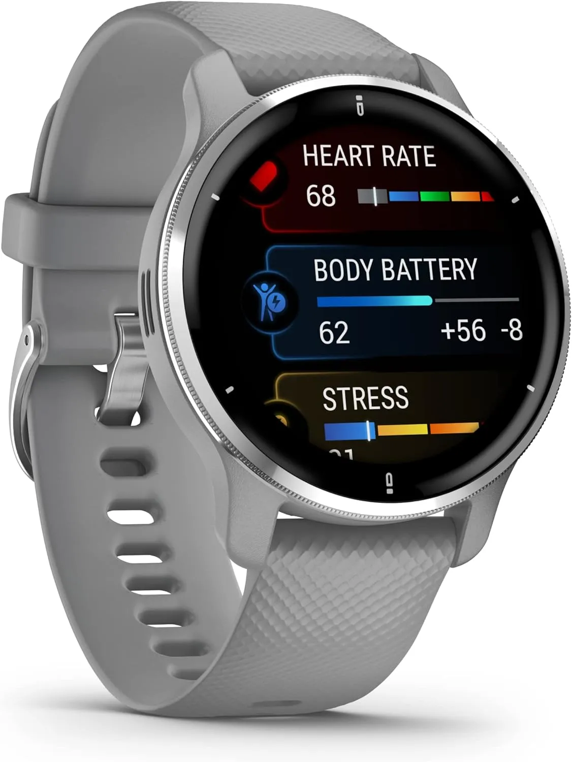 Garmin Venu 2 Plus, 43mm - Stainless Steel & Powder Gray