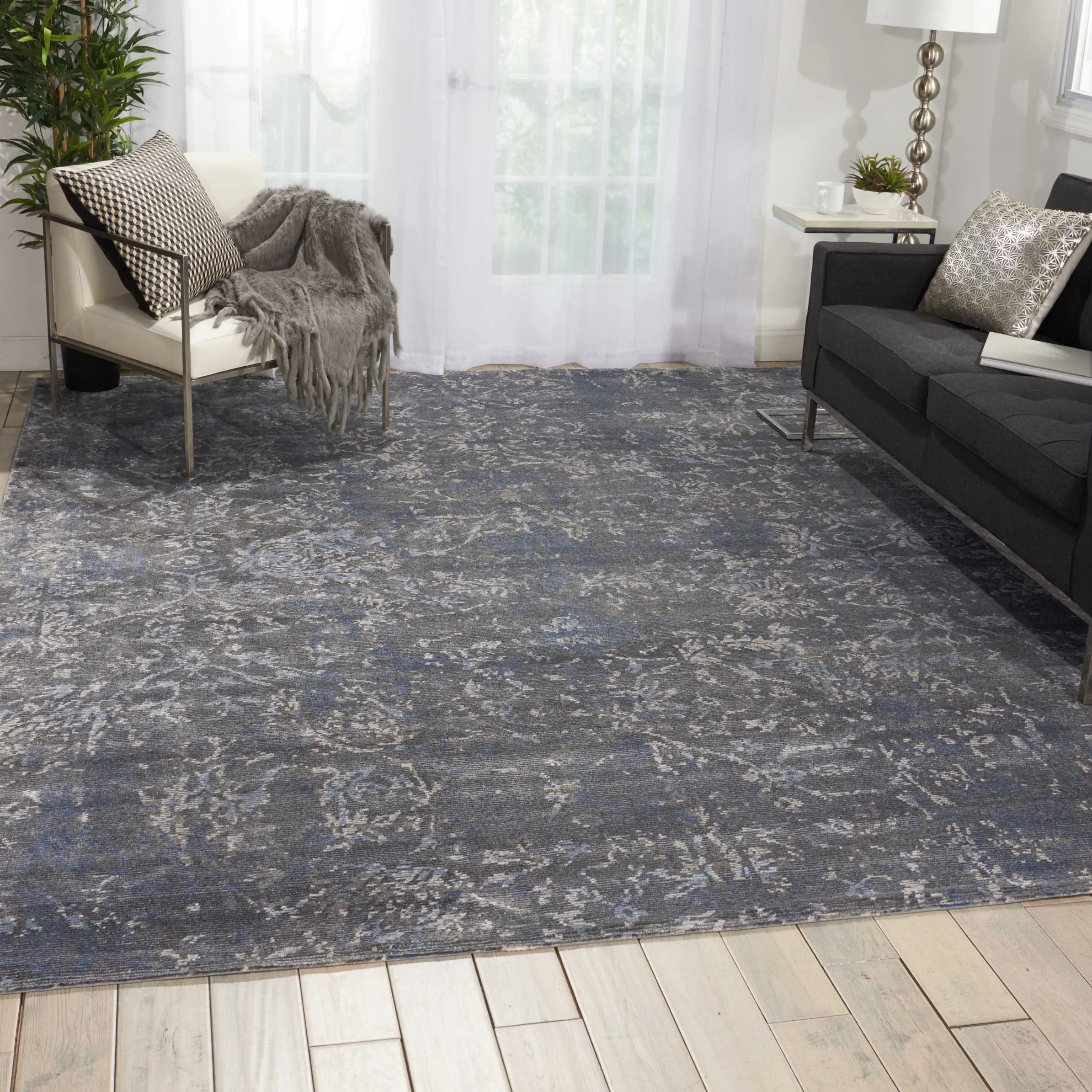 Grey Essentials Tibetan Style Contemporary Bamboo Rug