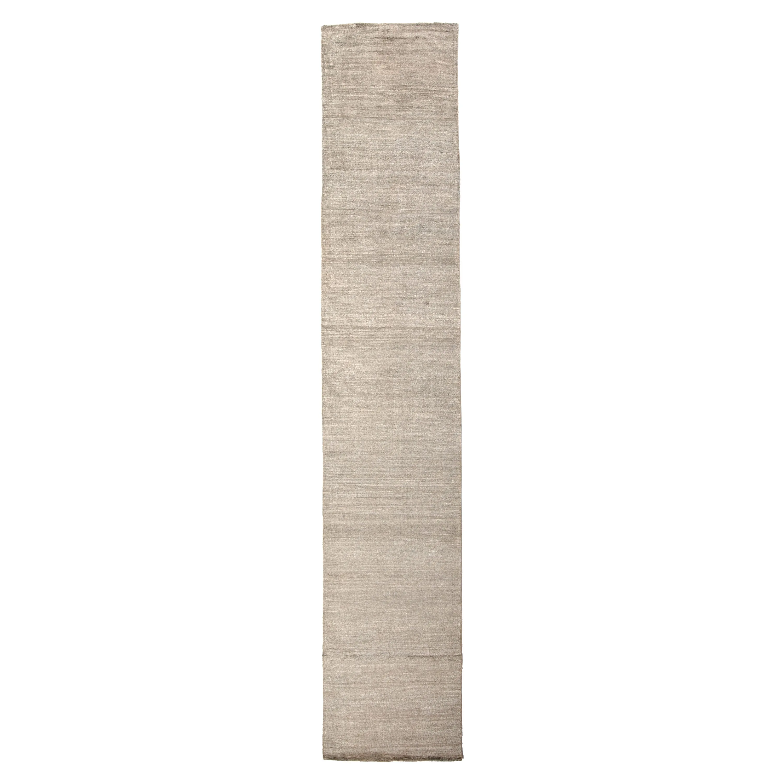 Grey Solid Art Silk Runner - 3'3" x 17'6"