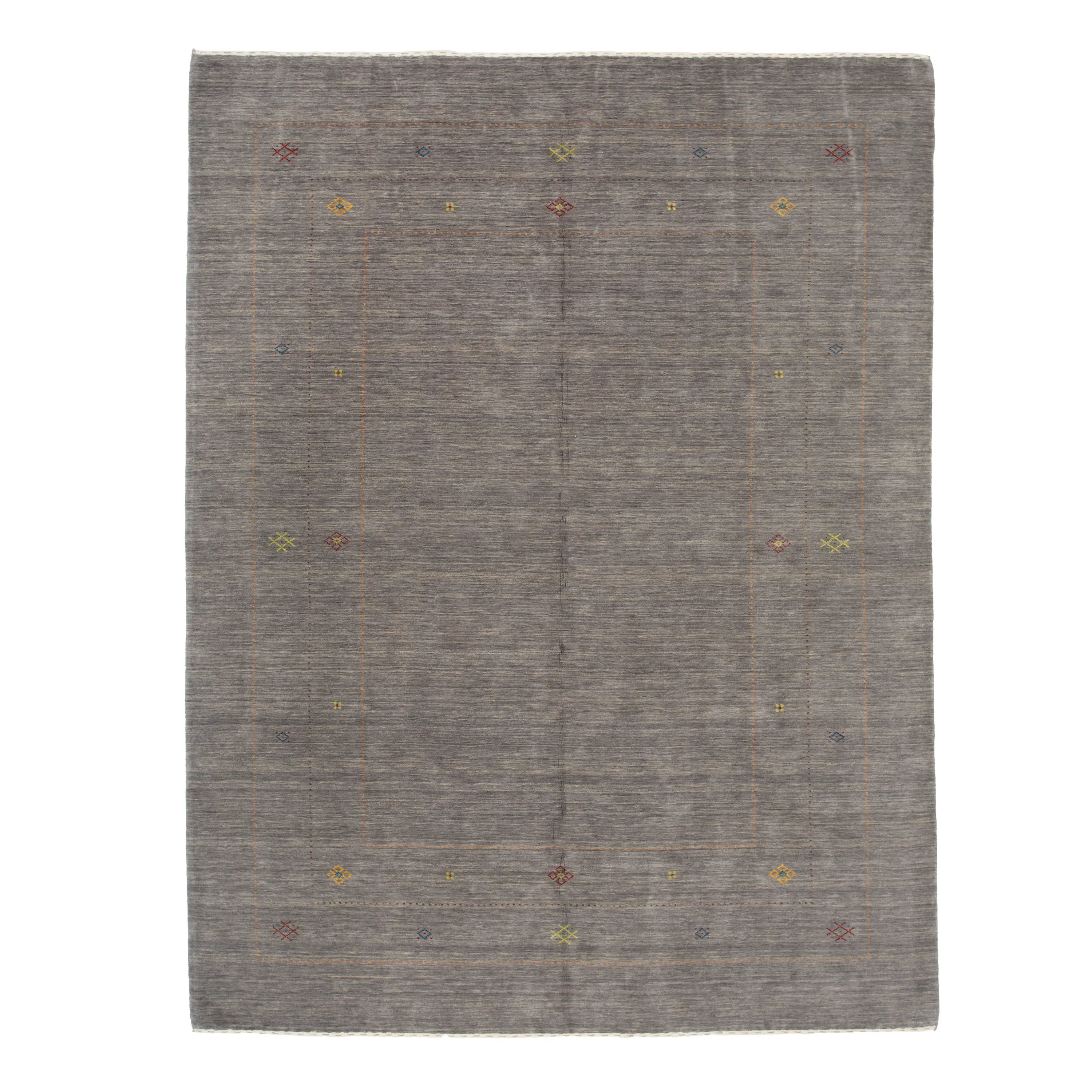 Grey Solid Indo Gabbeh Rug - 9'3" x 12'