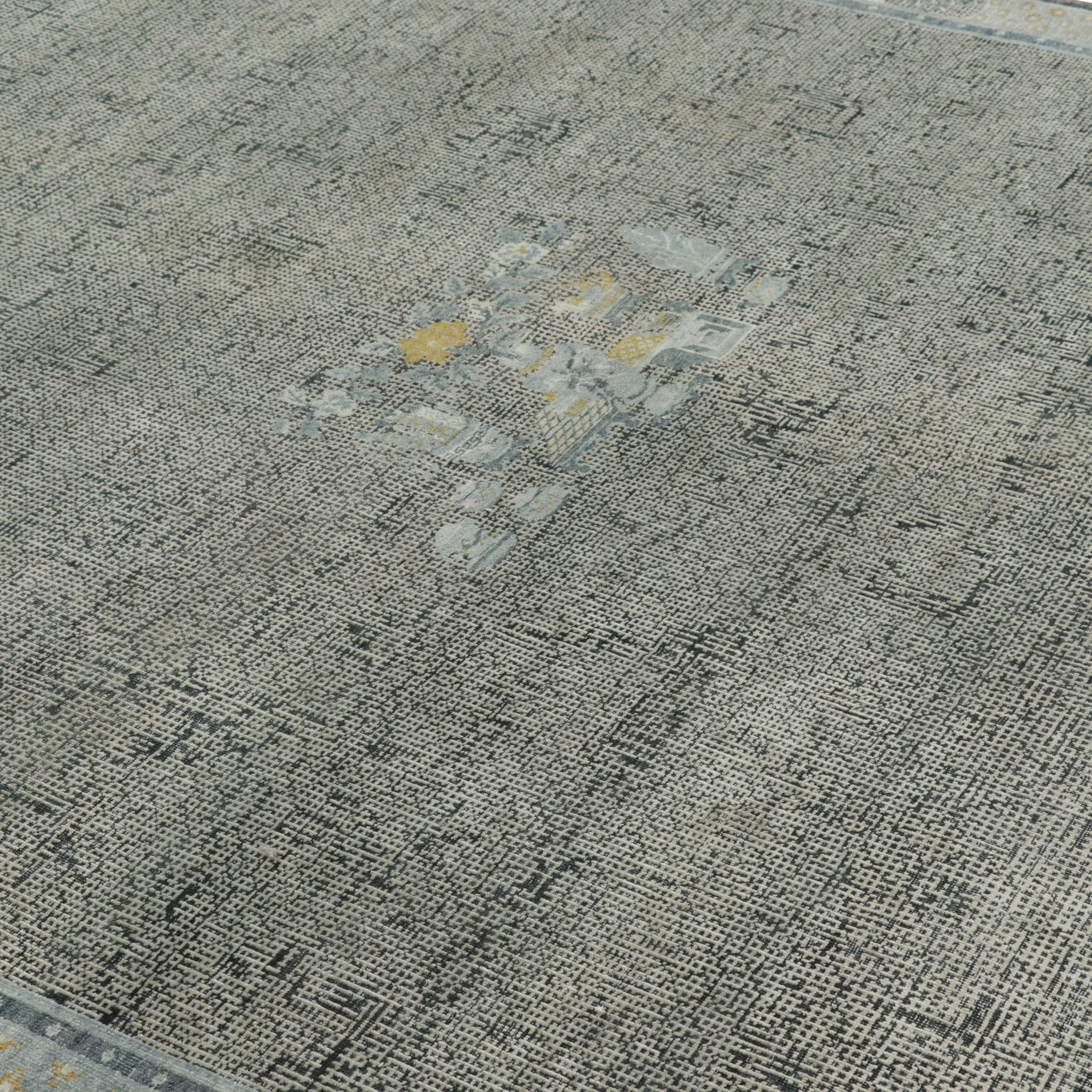 Grey Traditional Wool Silk Rug - 8'1" x 10'1"