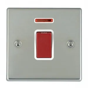 Hamilton 7345NW 1 Gang 45A 2 Pole Neon Red Rocker Switch - Bright Steel & White Insert