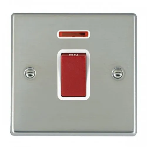 Hamilton 7345NW 1 Gang 45A 2 Pole Neon Red Rocker Switch - Bright Steel & White Insert