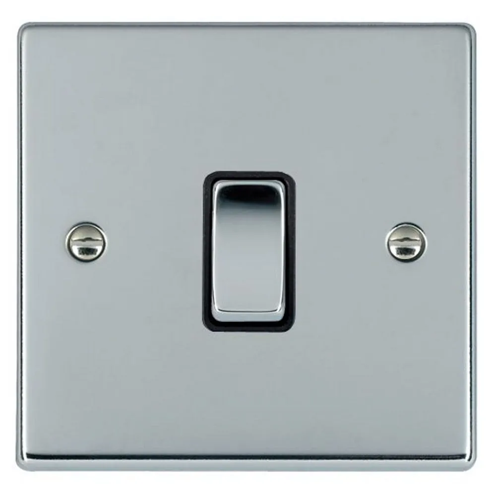 Hamilton 73DPBC-B  1 Gang 20AX Chrome Switch - Bright Steel and Black Insert