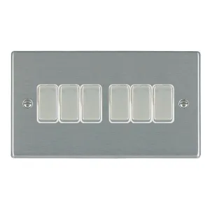 Hamilton 74R26SS-W 6 Gang 10A 2 Way Switch, Satin Steel & White