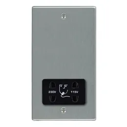 Hamilton 74SHSB Dual Voltage Shaver Socket 115V/240V - Satin Steel & Black Insert