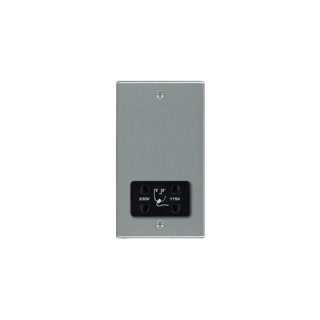 Hamilton 74SHSB Shaver Dual Voltage Unswitched Socket, Satin Steel & Black