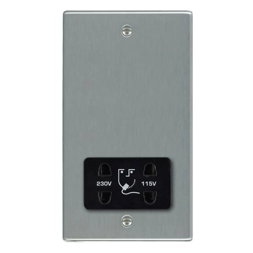 Hamilton 74SHSB Shaver Dual Voltage Unswitched Socket, Satin Steel & Black