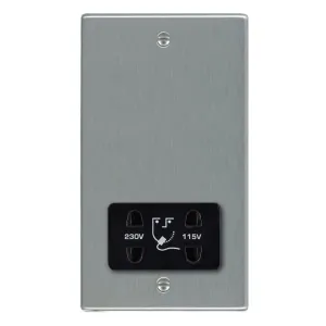 Hamilton 74SHSB Shaver Dual Voltage Unswitched Socket, Satin Steel & Black