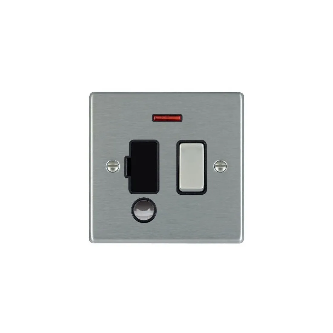 Hamilton 74SPNCSS-B 13A Switched Spur   Neon Flex Outlet, Satin Steel & Black