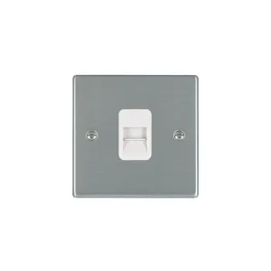 Hamilton 74TCSWH 1 Gang Telephone Slave, Satin Steel & White