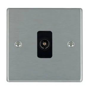 Hamilton 74TV-B TV 1 Gang Socket Coax - Satin Steel & Black Inserts