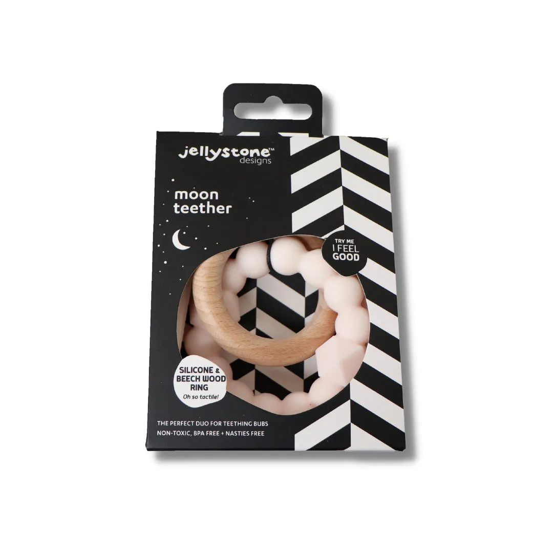 Jellystone Designs Moon Baby Teether - Blush