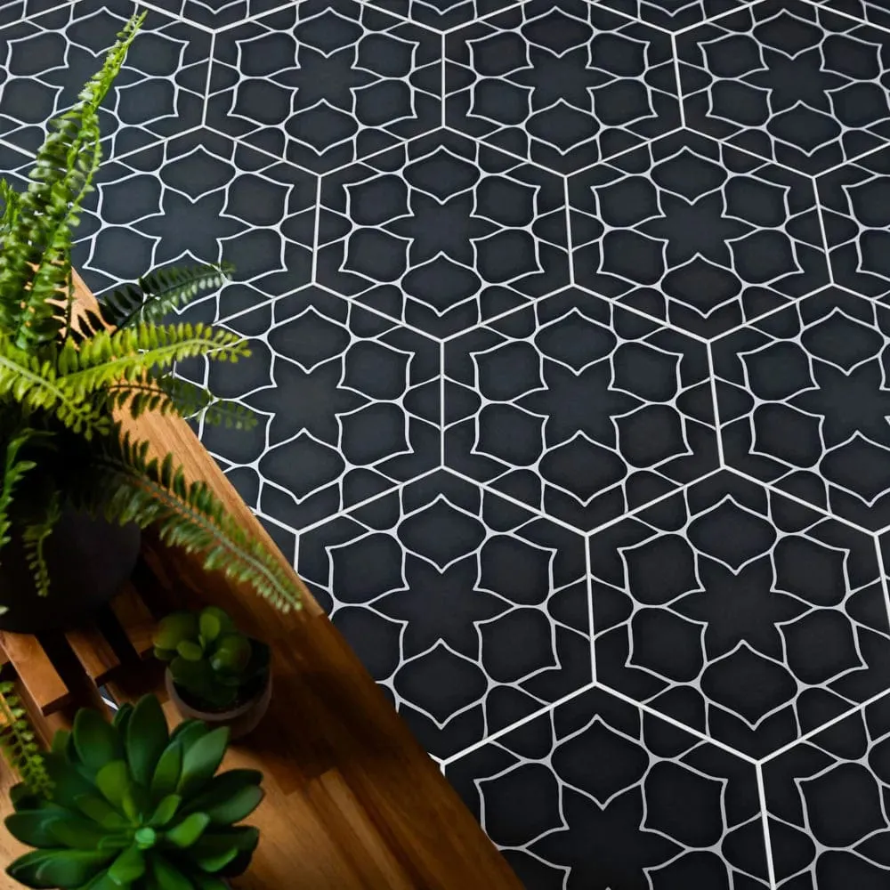 Kerala Hexagon Charcoal