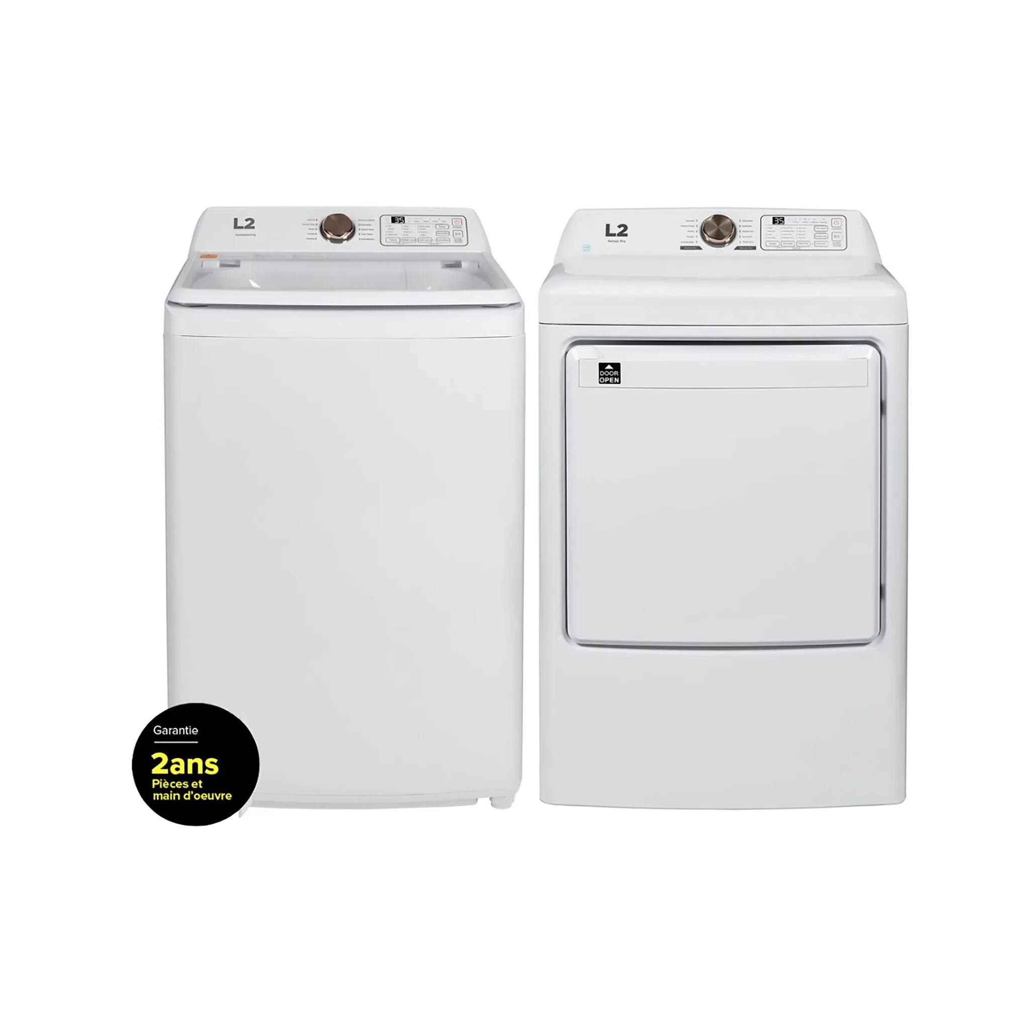 L2 White Top-Load Washer (4.7 Cu.Ft.) and Electric Dryer (7 Cu.Ft.) - LT47A3AWW/LE47A3AWW