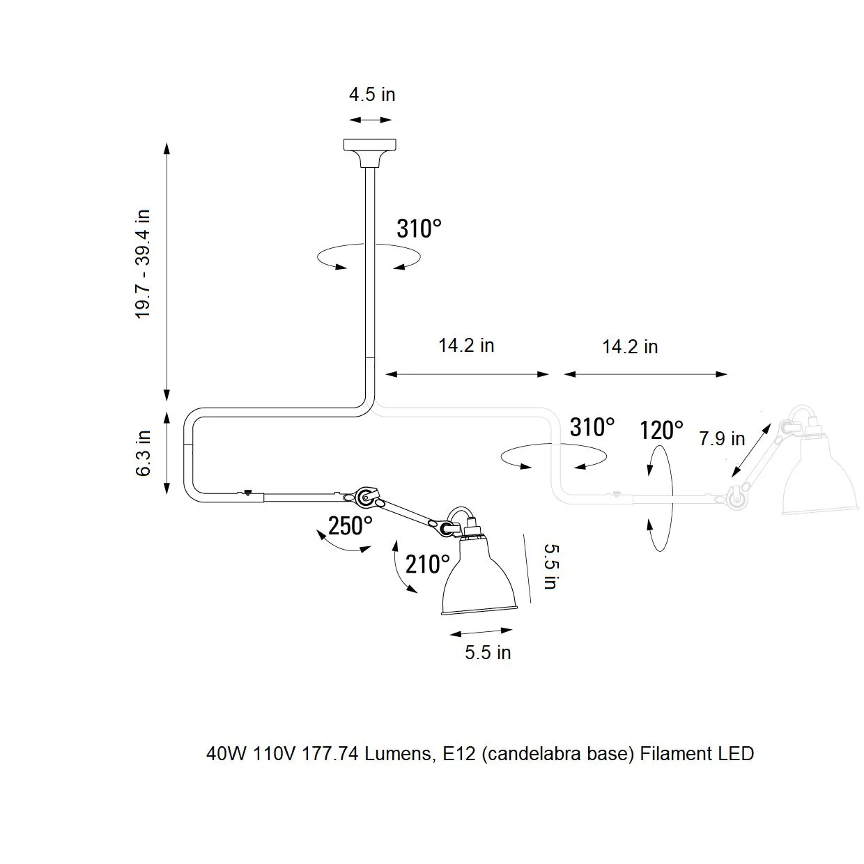 Lampe Gras N312 Semi Flush Mount