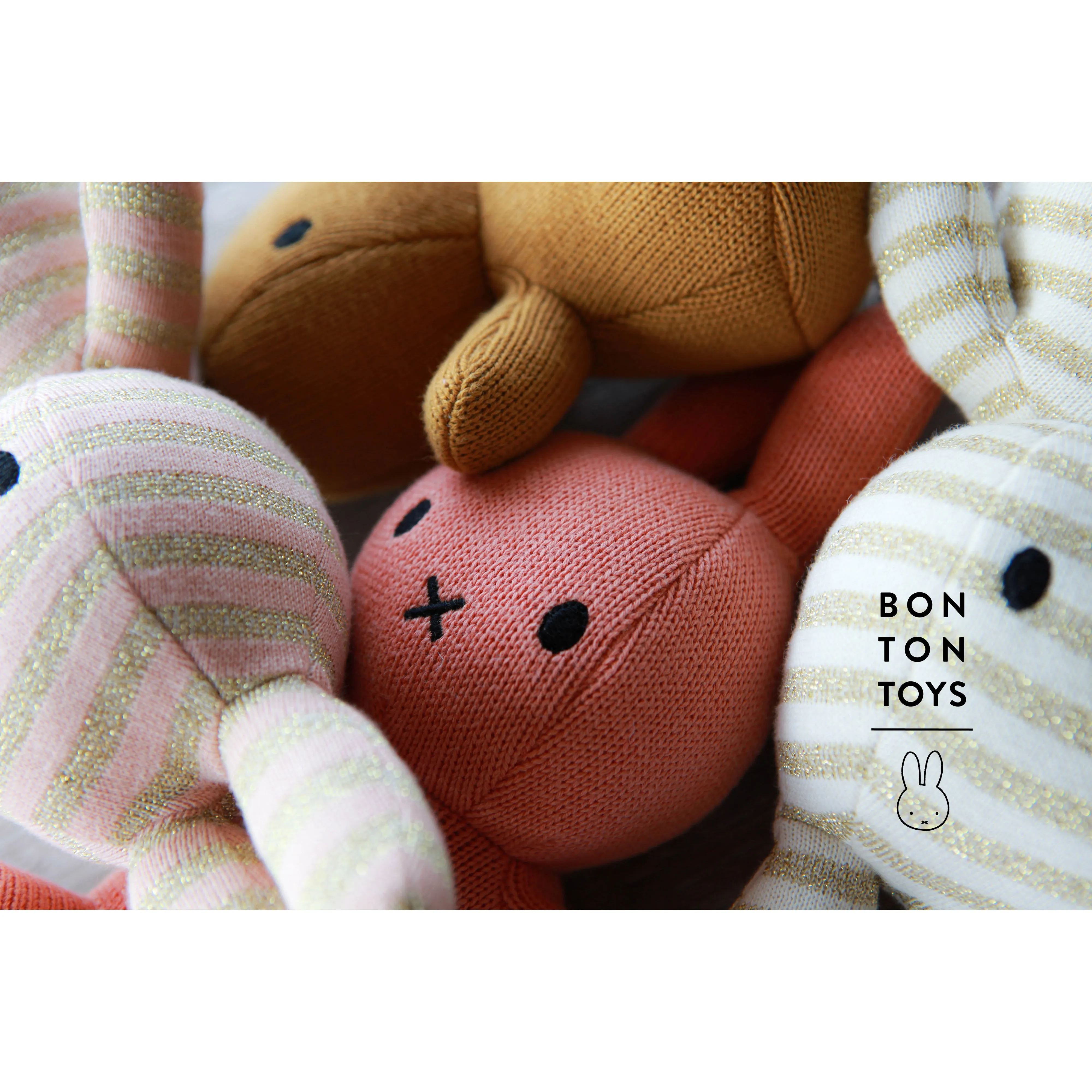 Miffy Sitting Organic Cotton Stripe Pink - 23cm