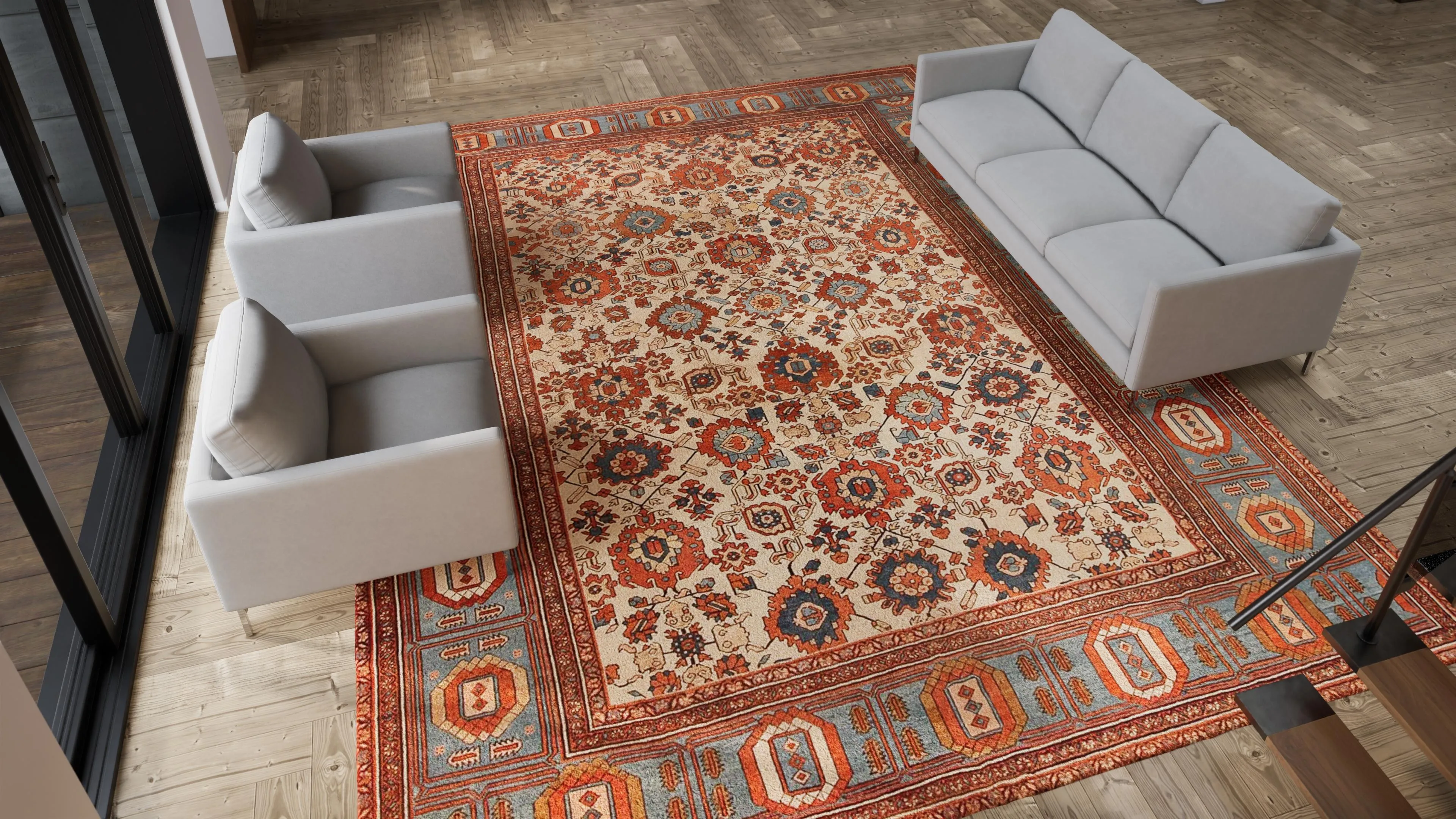 Multicolored Antique Persian Bakshaish Wool Rug - 12' x 15'3"