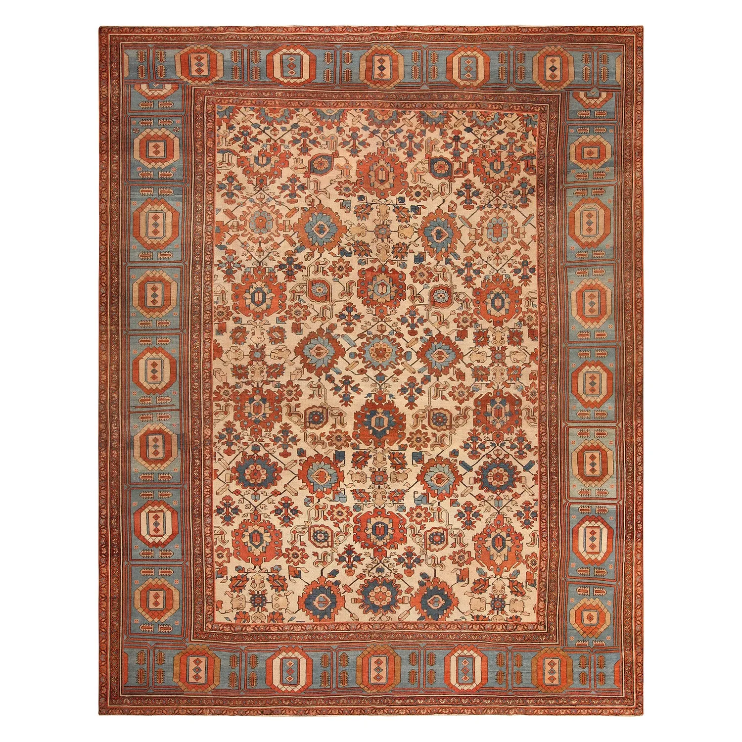 Multicolored Antique Persian Bakshaish Wool Rug - 12' x 15'3"