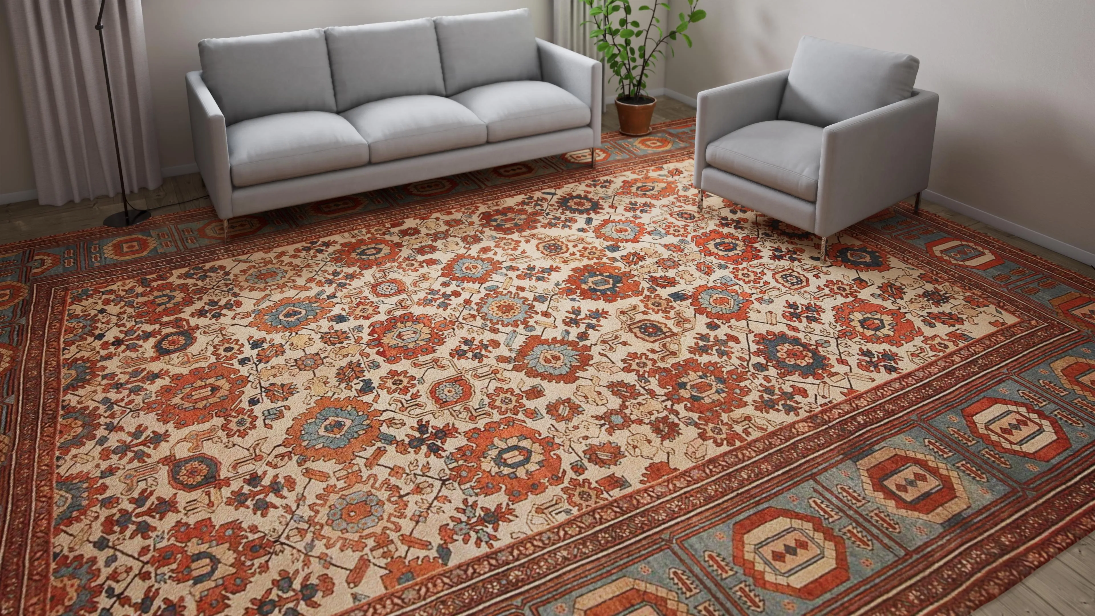 Multicolored Antique Persian Bakshaish Wool Rug - 12' x 15'3"