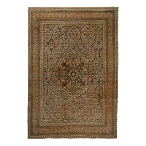 Multicolored Antique Persian Tabriz Rug - 12'7" x 18'3"