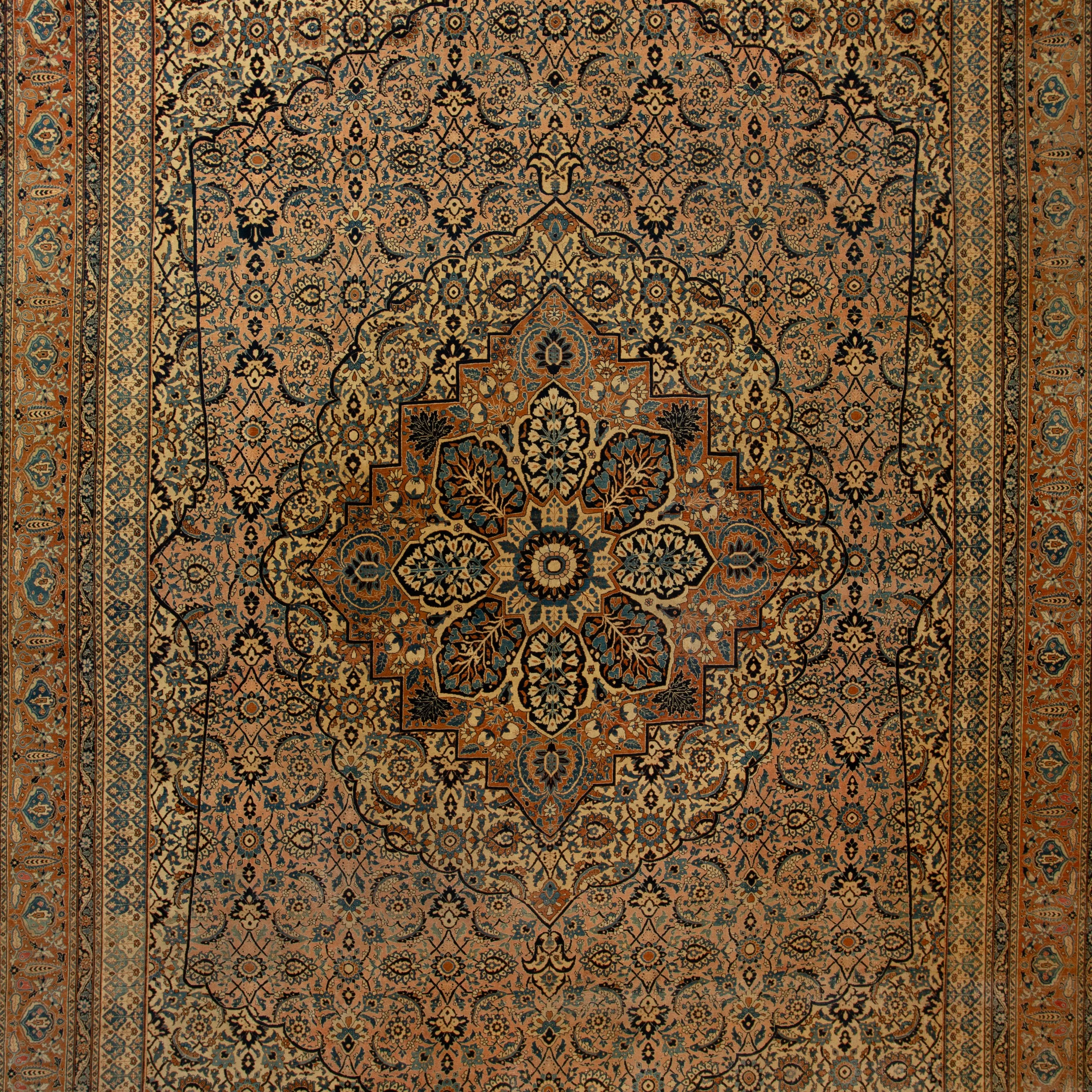 Multicolored Antique Persian Tabriz Rug - 12'7" x 18'3"
