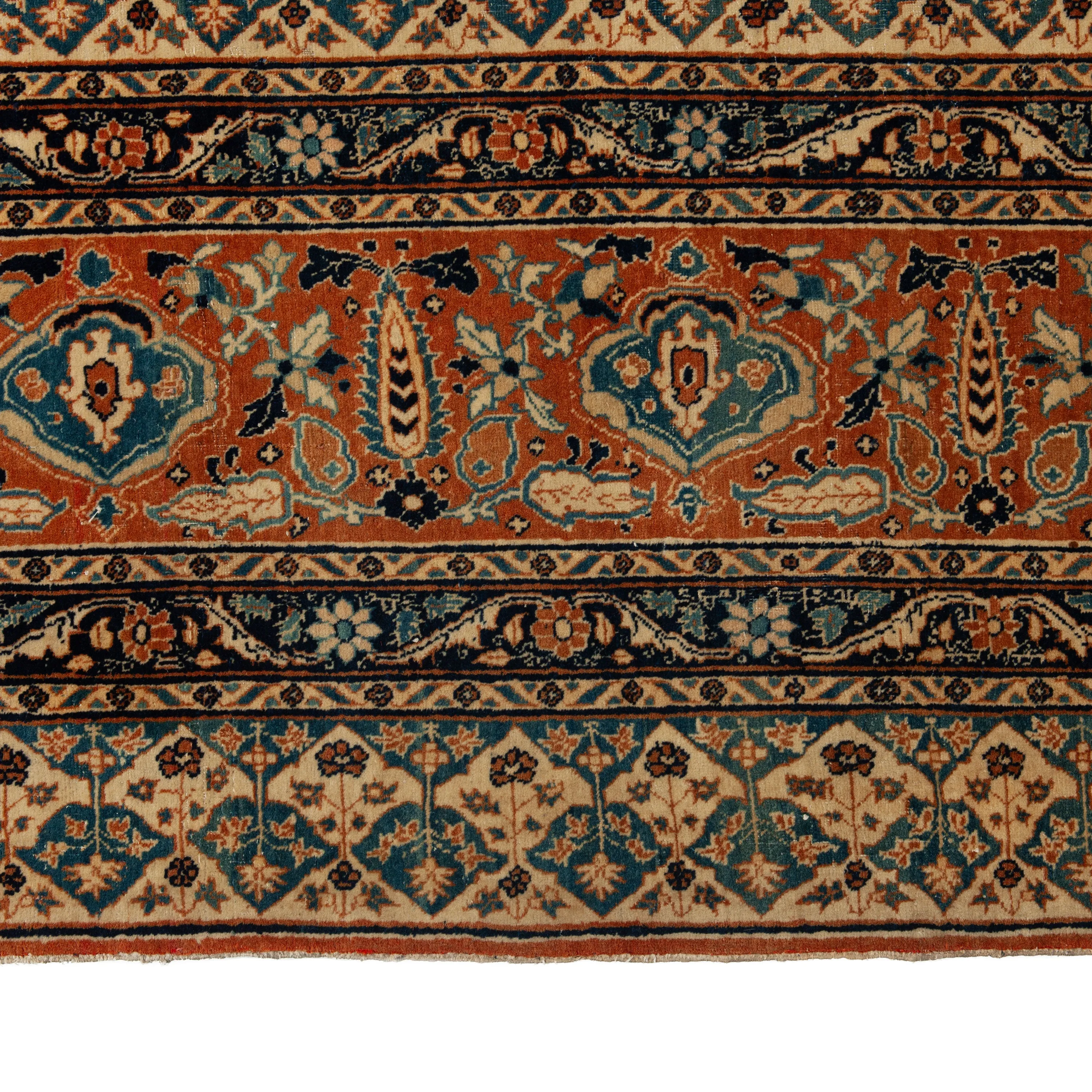Multicolored Antique Persian Tabriz Rug - 12'7" x 18'3"