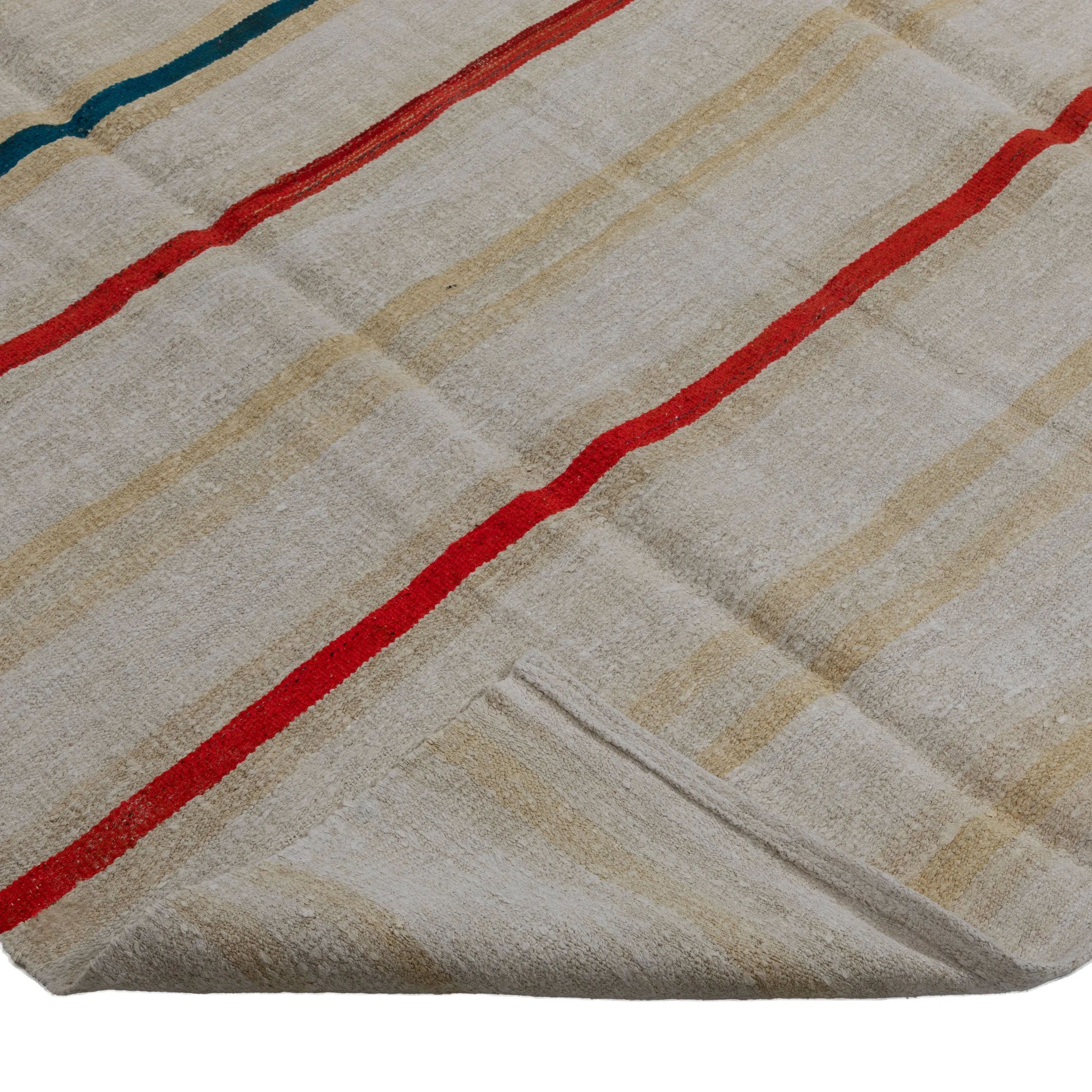 Multicolored Flatweave Wool Rug - 6'4" x 11'9"