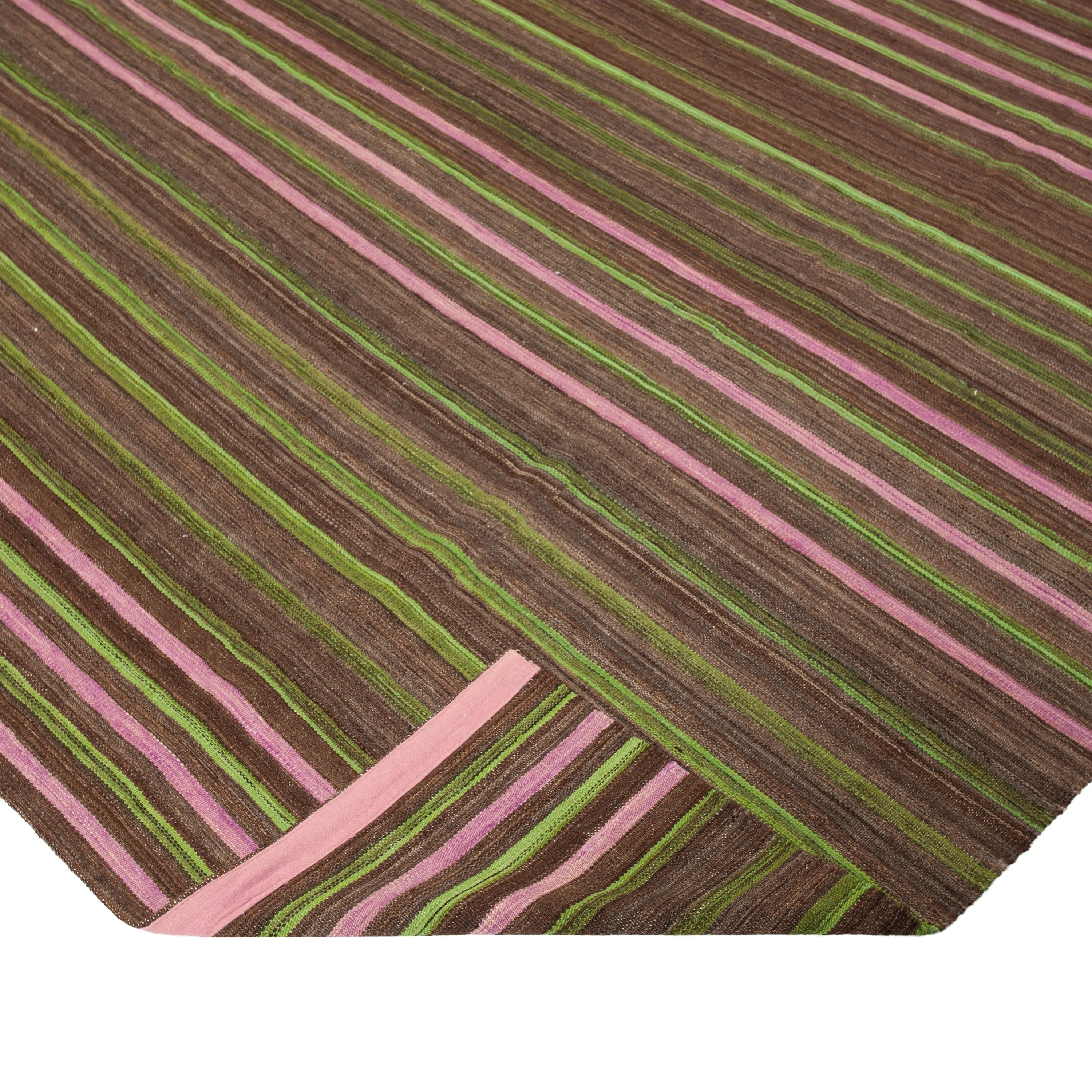 Multicolored Flatweave Wool Rug - 8'2" x 10'1"